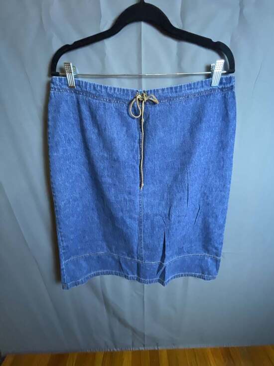 Vintage Studio Dresses & Skirts - Vintage Studio 90s Drawstring Denim Skirt Size 16 Medium Wash Y2K Midi